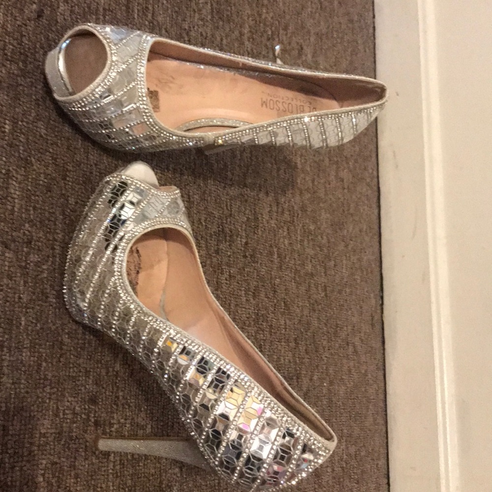 Silver Glitter Rhinestone Heels